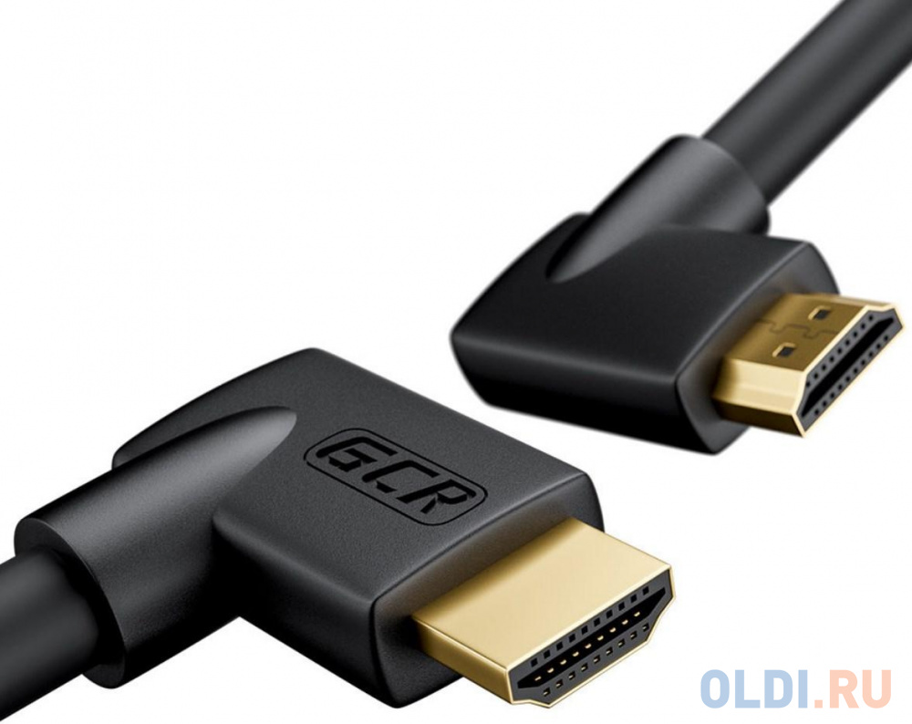 GCR Кабель 1.0m HDMI 2.0, M правый угол /M правый угол, черный, HDR 4:2:2, Ultra HD, 4K 60 fps 60Hz/5K*30Hz, 3D, AUDIO, 18.0 Гбит/с, 28/28 AWG, GCR-52