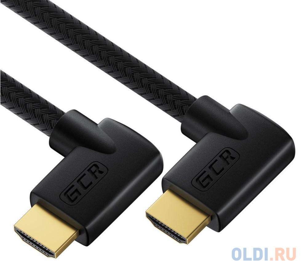 GCR Кабель 1.0m HDMI 2.0, M правый угол /M правый угол, черный, HDR 4:2:2, Ultra HD, 4K 60 fps 60Hz/5K*30Hz, 3D, AUDIO, 18.0 Гбит/с, 28/28 AWG, GCR-52312 - фото 2