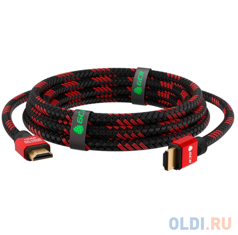 GCR Кабель 1.5m HDMI 2.0, BICOLOR нейлон, AL корпус красный, HDR 4:2:2, Ultra HD, 4K 60 fps 60Hz/5K*30Hz, 3D, AUDIO, 18.0 Гбит/с, 28AWG. GCR-52162 Вид№2