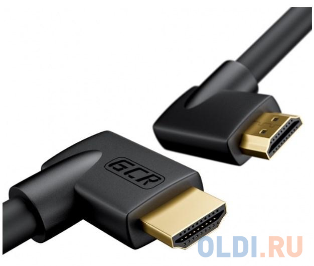 GCR Кабель 2.0m HDMI 2.0, M правый угол /M правый угол, черный, HDR 4:2:2, Ultra HD, 4K 60 fps 60Hz/5K*30Hz, 3D, AUDIO, 18.0 Гбит/с, 28/28 AWG, GCR-52