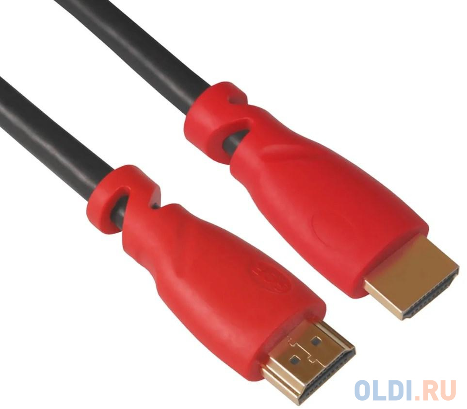 GCR Кабель 2.0m HDMI версия 1.4, черный, красные коннекторы, OD7.3mm, 30/30 AWG, позолоченные контакты, Ethernet 10.2 Гбит/с, 3D, 4K GCR-HM350-2.0m, э активный оптический кабель hdmi exegate ex cc hdmi2 30 0 19m 19m v2 0 30м 4k uhd ethernet позолоченные контакты