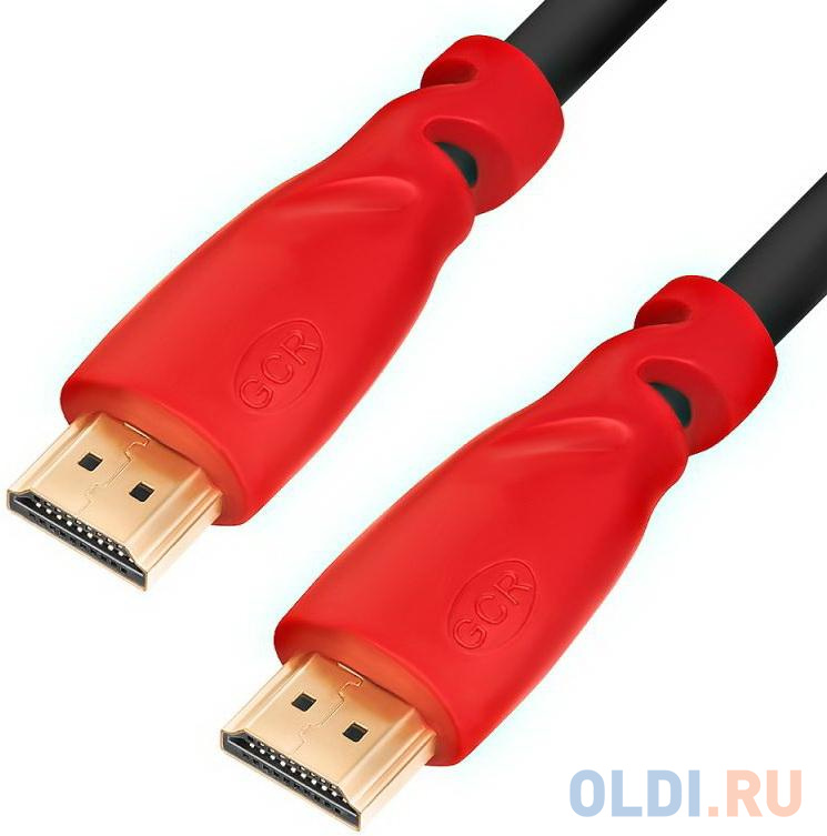 

Greenconnect Кабель 1.8m, HDMI версия 2.0 HDR 4:2:2, Ultra HD, 4K 60 fps 60Hz/5K*30Hz, 3D, AUDIO, 18.0 Гбит/с, 28/28 AWG, OD7.3mm, тройной экран, черный, красные коннекторы GCR-HM3012-1.8m, Красный