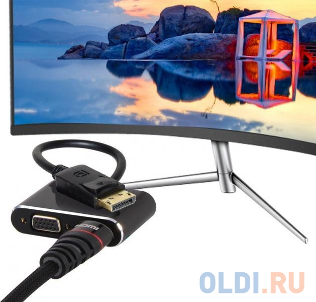 Кабель-переходник DisplayPort(M) ---> HDMI(F)+VGA(F)4K@30Hz VCOM Allum shell<CG640M-0.15> Кабель-переходник DisplayPort(M) ---> HDMI(F)+VGA(F)4K@30Hz VCOM Allum shell<CG640M-0.15> фото