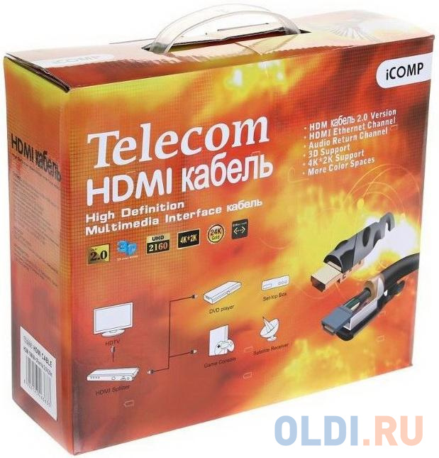 Кабель HDMI 40м VCOM Telecom TCG2020-40M круглый черный фото