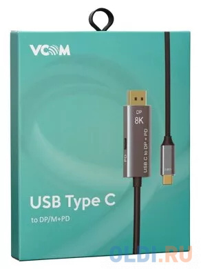 Кабель-адаптер USB Type-Cm --&gt; DP1.4v (m) 8K@60Hz, PD 100W,1.8m , Alum Shell,VCOM &lt;CU480MCPD-1.8M&gt; Вид№4