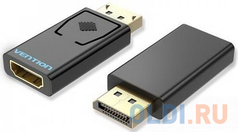 Переходник HDMI DisplayPort Vention HBKB0 черный переходник hdmi displayport 0 2м ks is ks 460 круглый