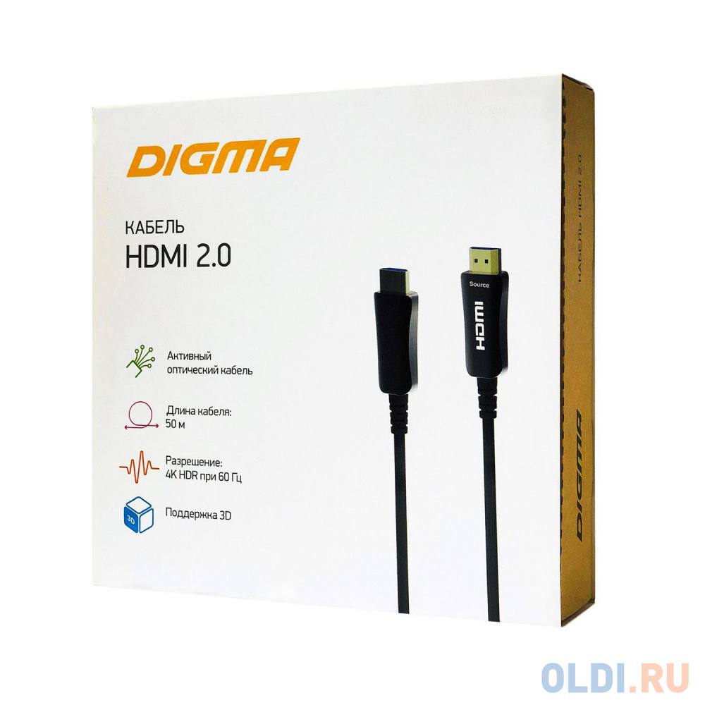 Кабель аудио-видео Digma HDMI 2.0 AOC HDMI (m)/HDMI (m) 50м. Позолоченные контакты черный (BHP AOC 2.0-50) - фото 5