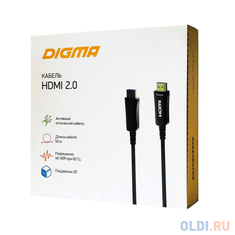 Кабель аудио-видео Digma HDMI 2.0 AOC HDMI (m)/HDMI (m) 50м. Позолоченные контакты черный (BHP AOC 2.0-50) Вид№5