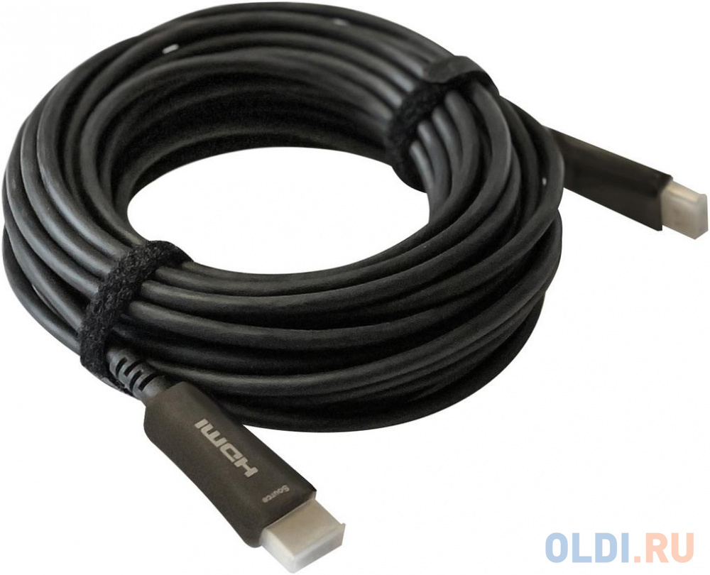 Кабель аудио-видео Digma HDMI 2.0 AOC HDMI (m)/HDMI (m) 10м. Позолоченные контакты черный (BHP AOC 2.0-10) - фото 1