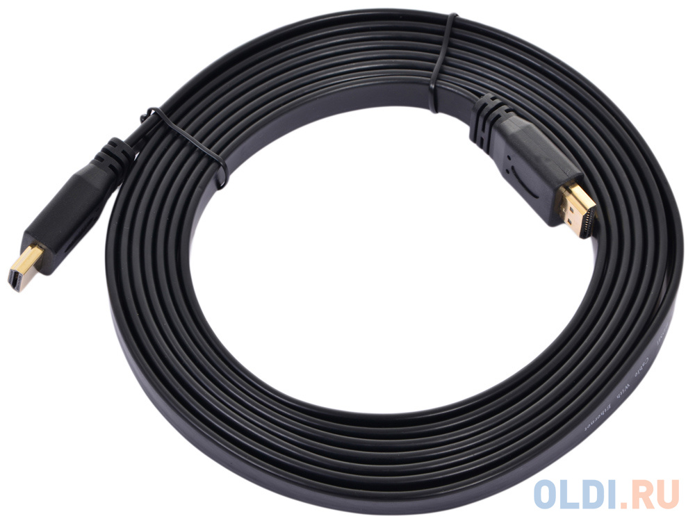 Кабель HDMI 1.0м VCOM Telecom v1.4 W/Ethernet/3D плоский черный CG540D-1M - фото 1