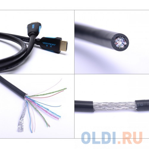 Кабель HDMI 5м Vention VAA-M01-B500 круглый черный фото