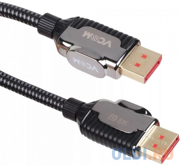 Кабель DisplayPort 2м VCOM Telecom CG634-2M круглый черный кабель соединительный display port v1 4 8k 60hz 0 5m vcom cg634 0 5m
