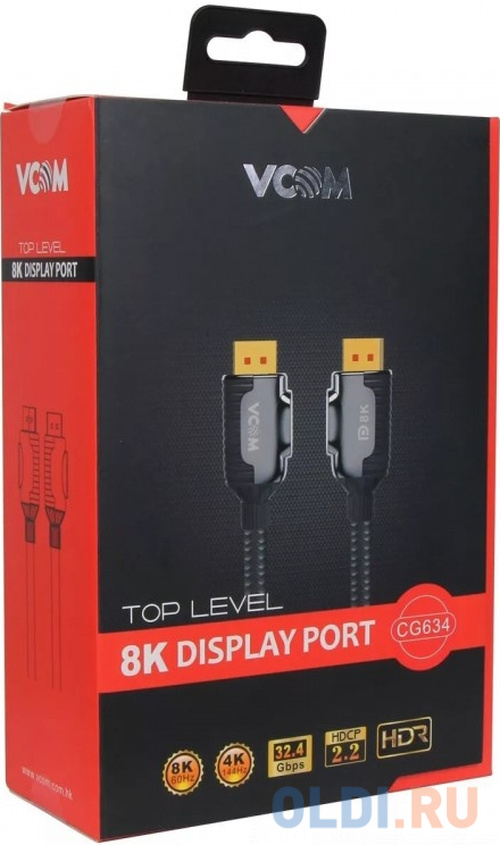 Кабель DisplayPort 2м VCOM Telecom CG634-2M круглый черный Вид№2