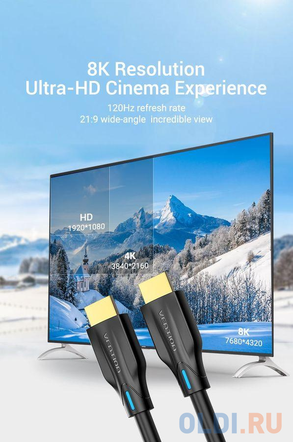 Кабель Vention HDMI Ultra High Speed v2.1 with Ethernet 19M/19M - 1.5м. Вид№4