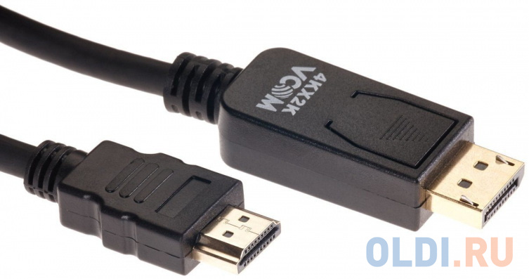 Кабель-переходник DisplayPort M-> HDMI M 4K@60Hz 1.8m VCOM (CG608M-1.8M) переходник hdmi 19f microhdmi type d 19m vcom ca325