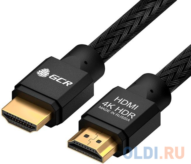 GCR Кабель 4.5m HDMI версия 2.0, HDR 4:2:2, Ultra HD, 4K 60 fps 60Hz/5K*30Hz, 3D, AUDIO, 18.0 Гбит/с, 28/28 AWG, OD7.8mm, тройной экран, черный нейлон GCR-52192 - фото 2