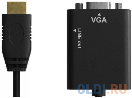 Кабель-переходник HDMI-VGA ExeGate EX-HDMIM-VGAM-3.5JackS-1.8 (19M/15M+3.5mm Jack M, 1,8м) Преобразователь цифрового HDMI сигнала в VGA видео и стерео Вид№2