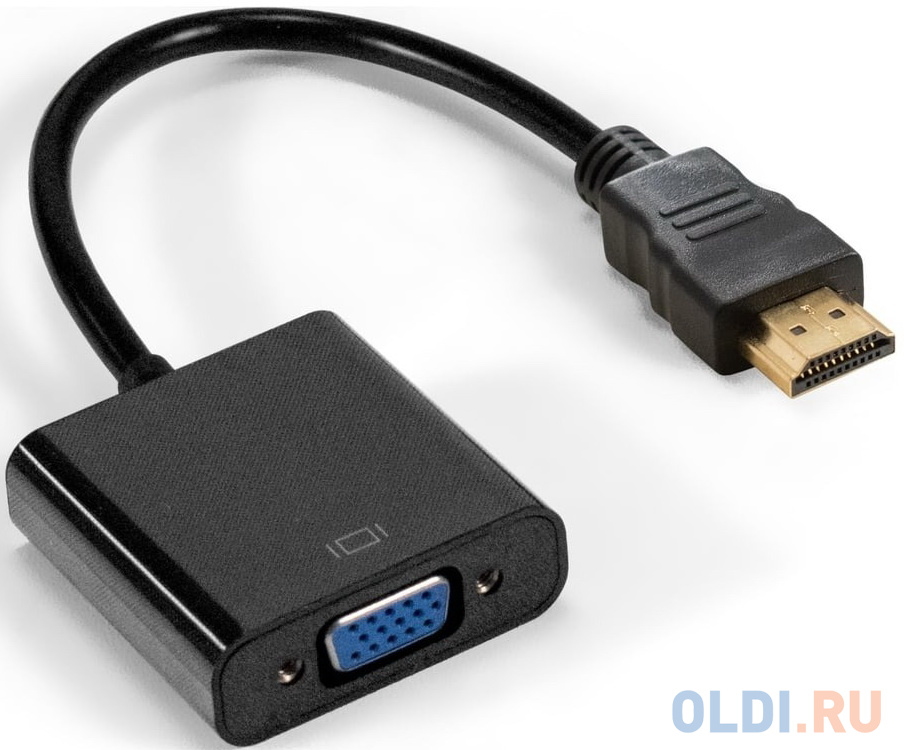 Кабель-переходник HDMI-VGA ExeGate EX-HDMIM-VGAF-0.2 (19M/15F, 0,2м)