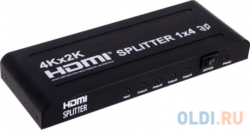 

Разветвитель HDMI 4K Splitter Orient HSP0104H , 1->4, HDMI 1.4b/3D, UHDTV 4K(3840x2160)/HDTV1080p/1080i/720p, HDCP1.2, внешний БП 5В/1.5A, метал.ко