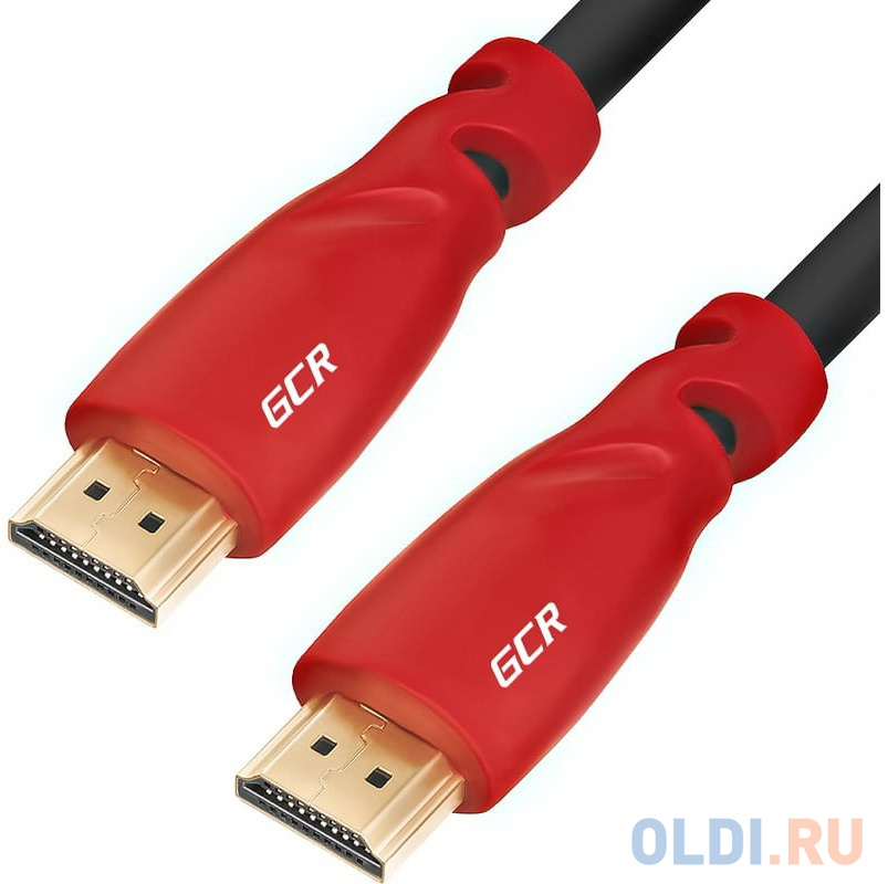 GCR Кабель 1.0m HDMI версия 1.4, черный, красные коннекторы, OD7.3mm, 30/30 AWG, позолоченные контакты, Ethernet 10.2 Гбит/с, 3D, 4K GCR-HM350-1.0m, э