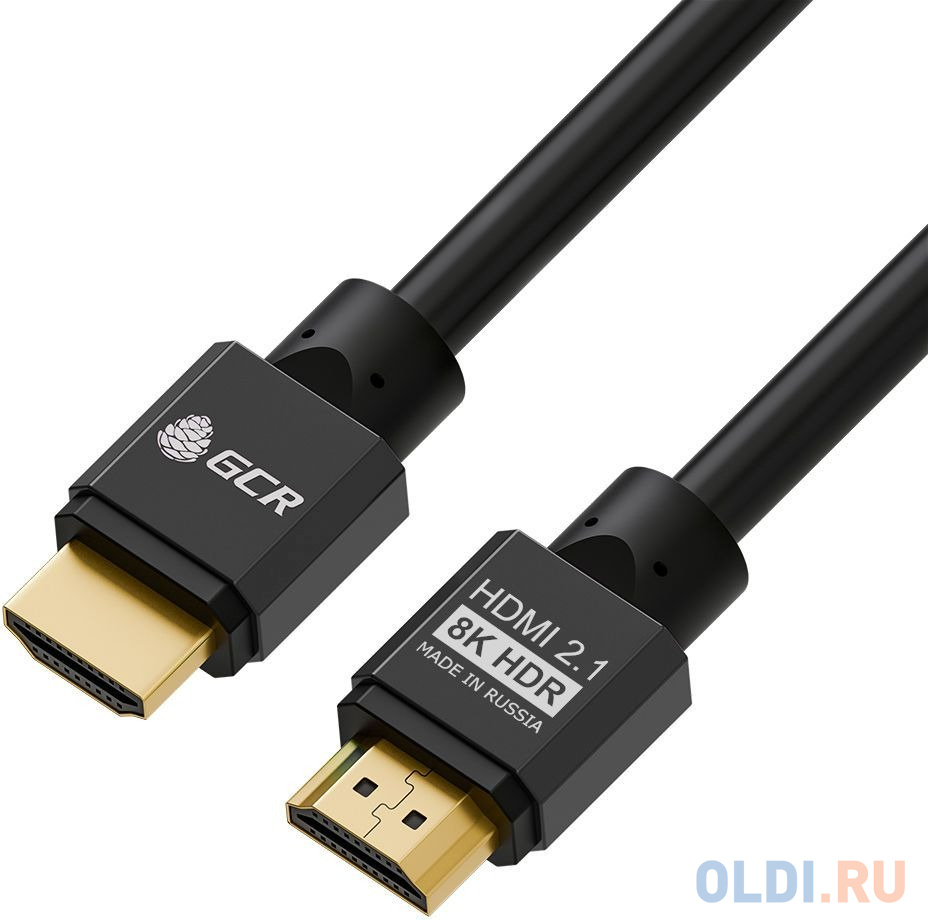 GCR Кабель 1.5m HDMI 2.1, черный, 8K 60Hz, 4K 144Hz, динамический HDR, 4:4:4, Ultra HD, 48.0 Гбит/с, 2 Х экран, армирование, GCR-55550