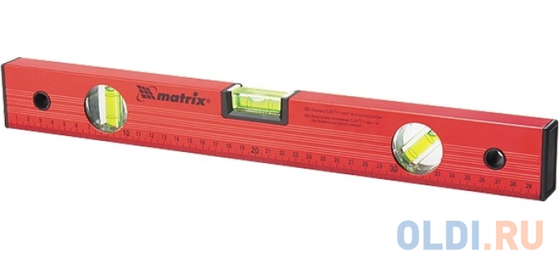 Уровень алюминиевый, 1000 мм, 3 глазка, красный, линейка// Matrix линейка уровень 1000 мм металлическая пластмассовая ручка 2 глазка matrix