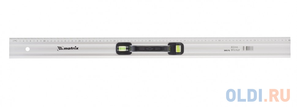 Линейка-уровень, 1000 мм, металлическая, пластмассовая ручка 2 глазка// Matrix ручка телескопическая металлическая 0 75 1 5 м matrix