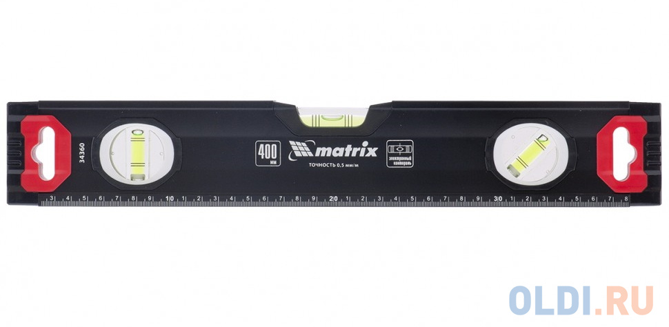 уровень алюминиевый 800 мм фрезерованный 3 глазка 2 эргономичные ручки matrix Уровень алюминиевый, усиленный, фрезерованный, 3 глазка, 400 мм// Matrix