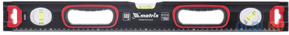 уровень алюминиевый 800 мм фрезерованный 3 глазка 2 эргономичные ручки matrix Уровень MATRIX 34363  алюминиевый усиленный фрезерованный 3 глазка 2 компонентные рукоятки 1000мм