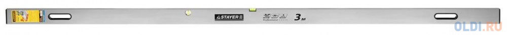 Правило-уровень Stayer Profi  алюминиевый 2 глазка 2 ручки усилен прямоуг профиль с ребром жесткости 3м 10752-3.0