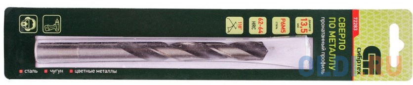 Сверло по металлу, 13,5 мм, Р6М5// Сибртех набор нитридтитан сверл по металлу 1 5 6 5мм через 0 5мм 3 2мм 4 8мм нss 13 шт сибртех