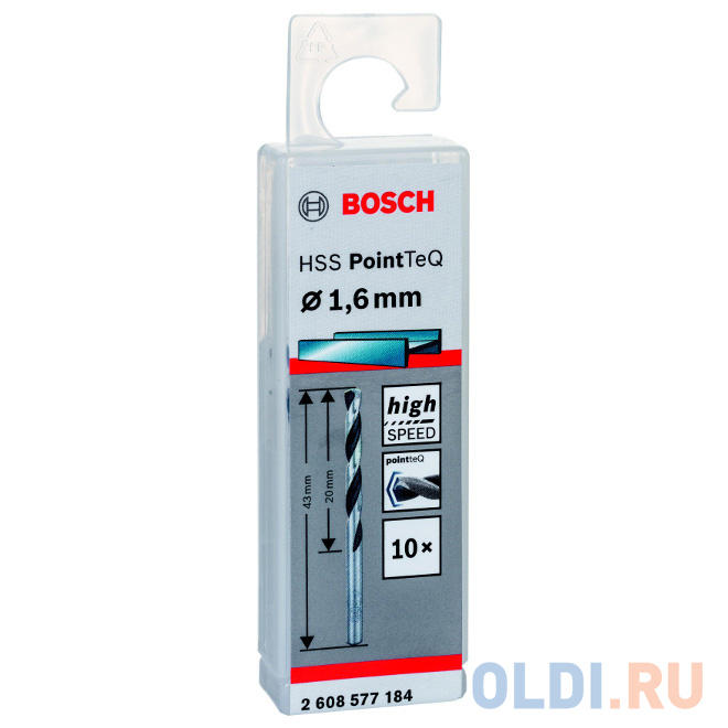 

Сверло BOSCH 2.608.577.184 Ф1.6 мм HSS PointTeQ (10шт)