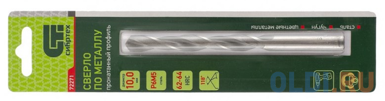 Сверло по металлу, 10,0 мм, Р6М5// Сибртех сверло спиральное по металлу 6 х 139 мм р6м5 удлиненное барс