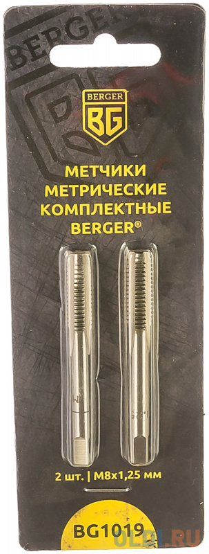 

Метчики BERGER BG1019 метрические комплектные 2 шт. М8х1,25 мм