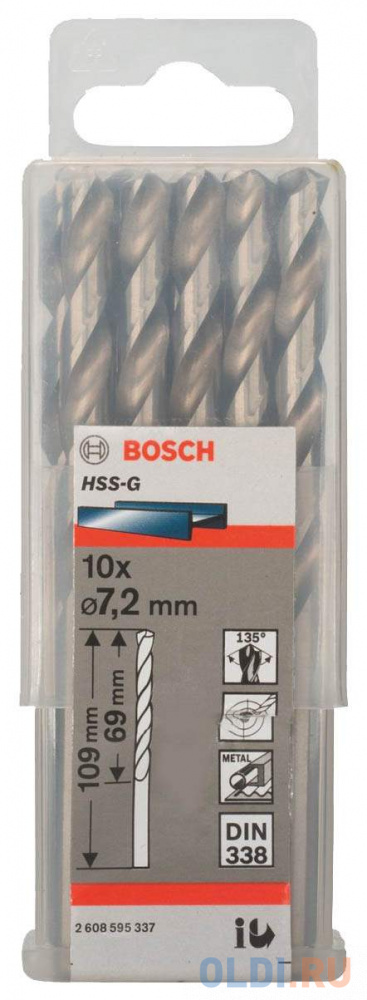 Bosch X-Line [2608595337] 10 HSS-G СВЕРЛ 7.2ММ - фото 1