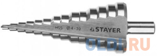 Сверло Stayer Master ступенчатое по сталям и цвет.мет. сталь HSS d=4- 39мм 14ступ.d4-39 L -113мм трехгран.хв. 10мм 29660-4-39-14 сверло ступенчатое hss 6 20 x 73 мм projahn 76002