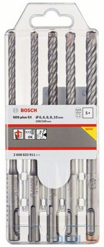 

Набор буров BOSCH 2608833911 SDS plus-5x 5шт набор 6/6/8/8/10мм