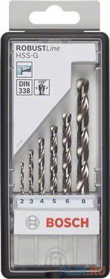 

Набор сверл BOSCH Robust Line HSS-G 6 шт. (2.607.010.529) металл, 2-8мм, 6шт.