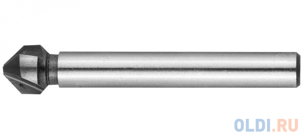 Зенкер ЗУБР "ЭКСПЕРТ" конусный с 3-я реж. кромками, сталь P6M5, d 10,4х50мм, цилиндрич.хв. d 6мм, для раззенковки М5 29730-5 - фото 1