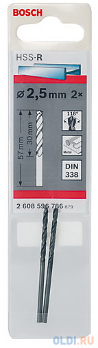 

Сверло BOSCH 2.608.577.156 Ф2.5 мм HSS PointTeQ (2шт)