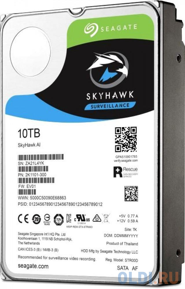 Жесткий диск Seagate SkyHawkAI 10 Tb жесткий диск для ноутбука 2 5 4tb 5400rpm 128mb cache seagate barracuda 2 5 sataiii st4000lm024