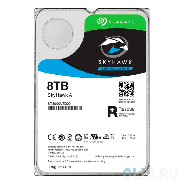 

Жесткий диск Seagate Original SATA-III 8Tb ST8000VE000 SkyHawkAI (7200rpm) 256Mb 3.5"