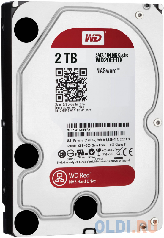 

Жесткий диск 2Tb Western Digital WD Red WD20EFRX, SATA III <5400 rpm, 64Mb, for NASI