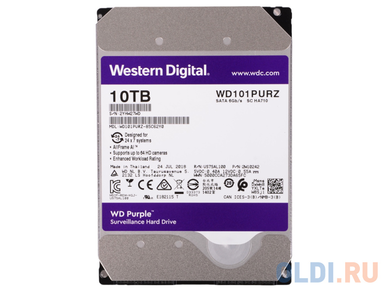 Жесткий диск Western Digital Purple WD101PURZ 10 Tb - фото 2