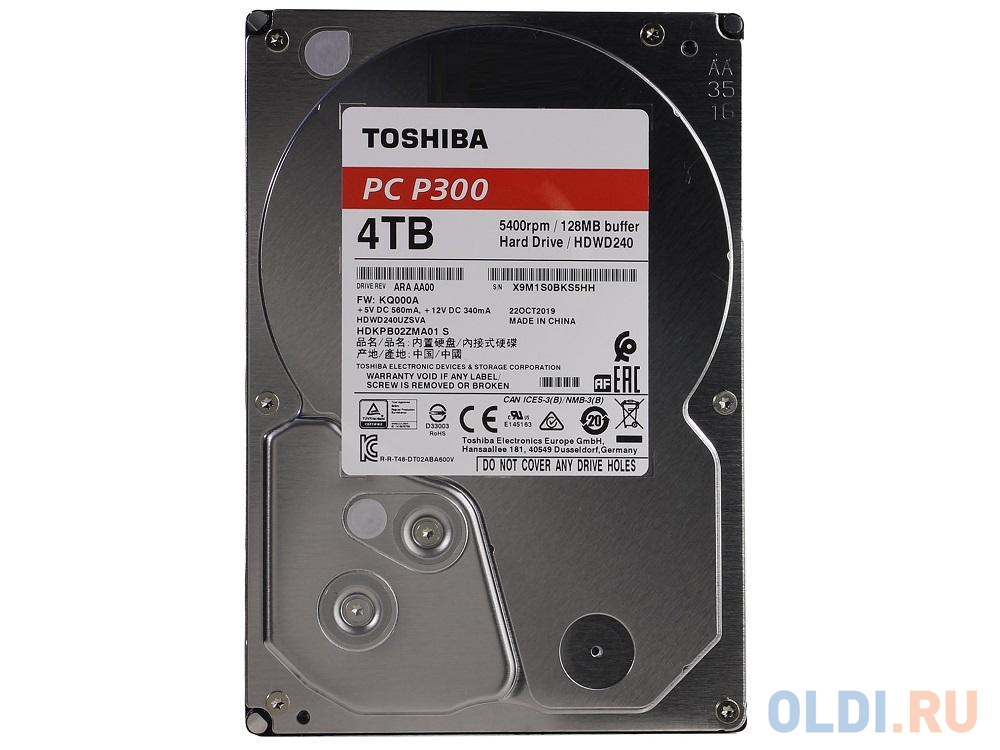 Жесткий диск Toshiba P300 HDWD240UZSVA 4 Tb жесткий диск toshiba surveillance s300 8 tb