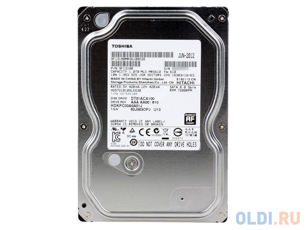 Жесткий диск Toshiba DT01ACA100 1 Tb жесткий диск toshiba enterprise capacity mg06aca10te 10 tb