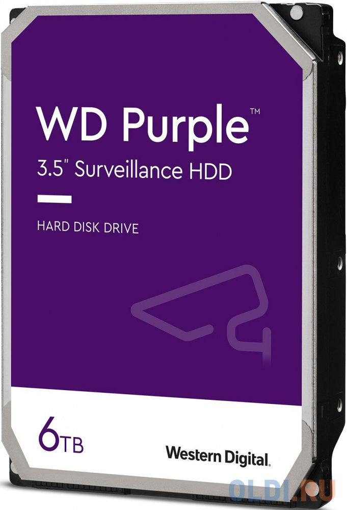 Жесткий диск WD Original SATA-III 6Tb WD63PURZ Video Streaming Purple (5640rpm) 256Mb 3.5" Purple Surveillance - фото 1
