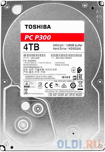 Жесткий диск Toshiba P300 4 Tb, размер да