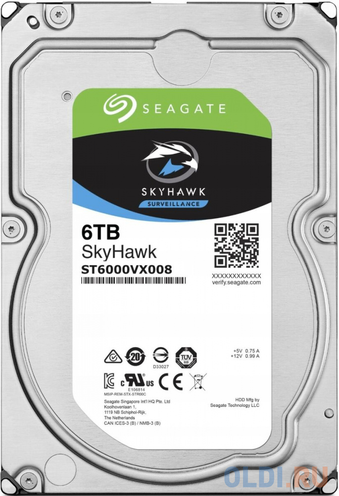 Жесткий диск Seagate SATA-III 6Tb Skyhawk (7200rpm) 256Mb 3.5&quot; (ST6000VX008)