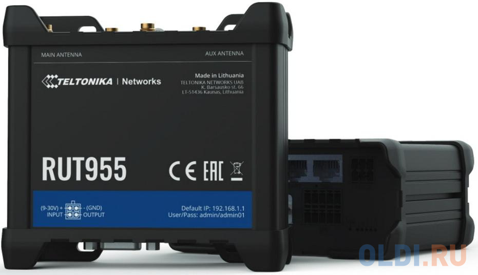 RUT955 4G (LTE) cat4 / 3G . 2x SIM / W-Fi / 4x RJ-45 / RS232 / RS485